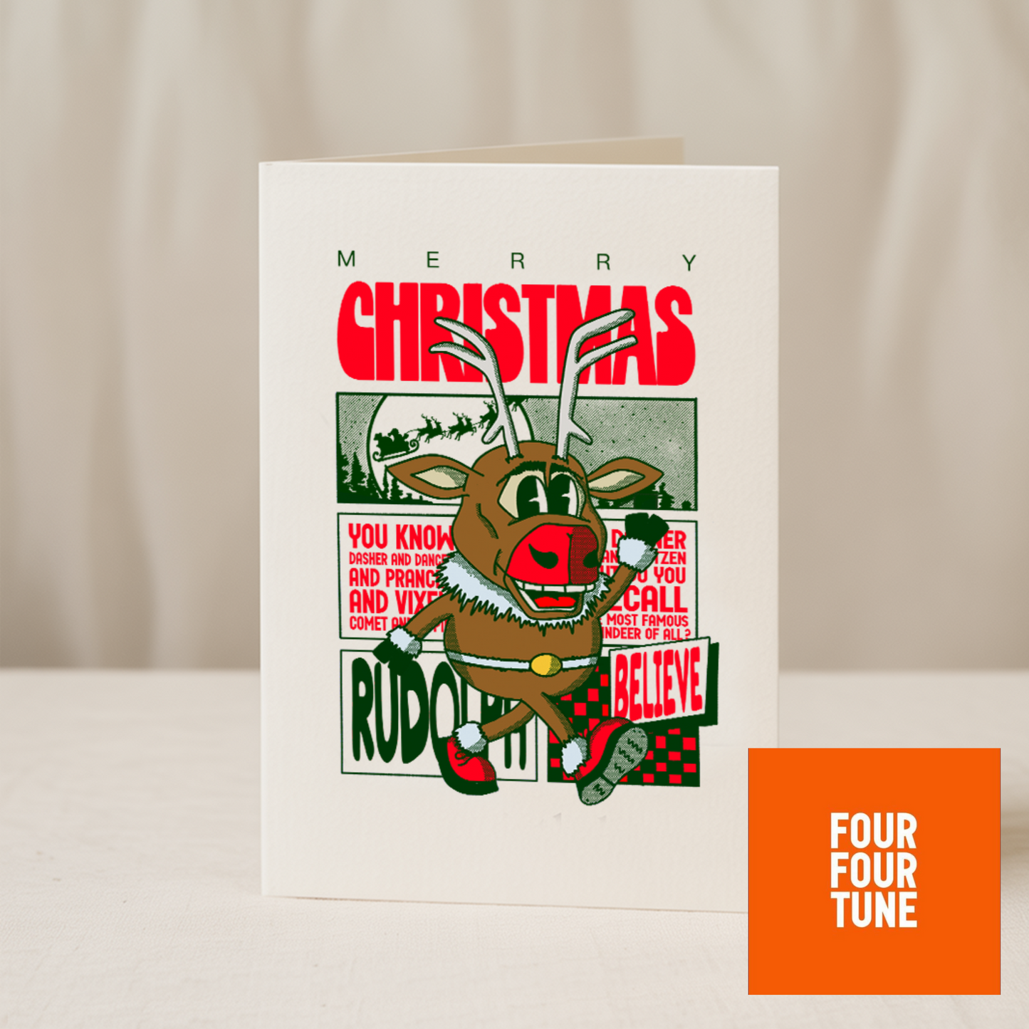 Merry Christmas reindeer 5x7 card