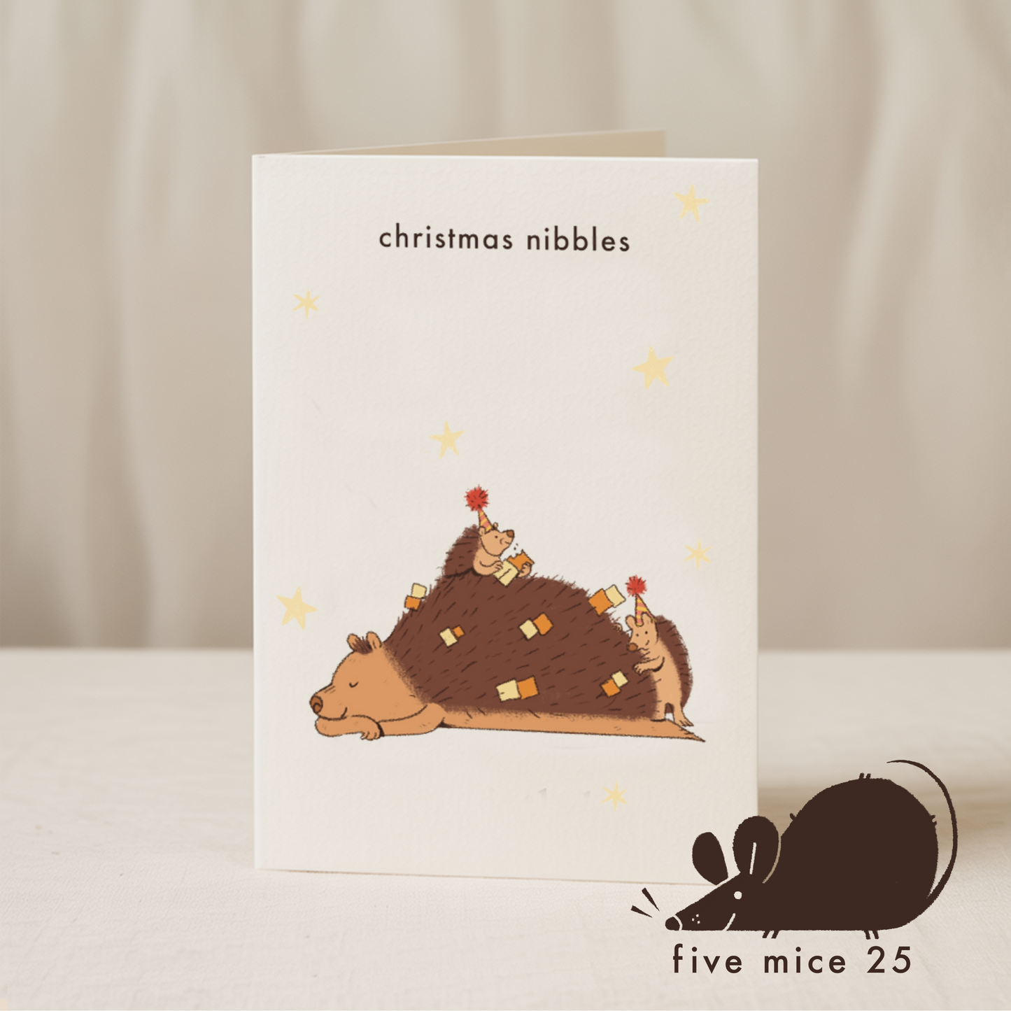 Christmas Nibbles hedgehog 5x7 card