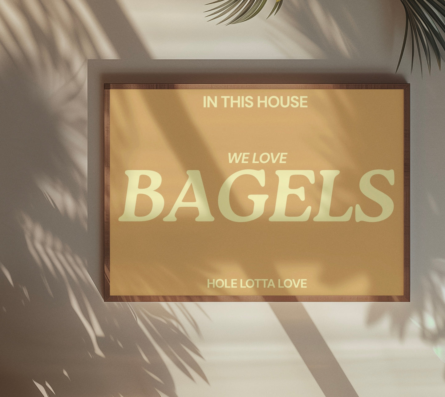 In this house we love bagels typography print