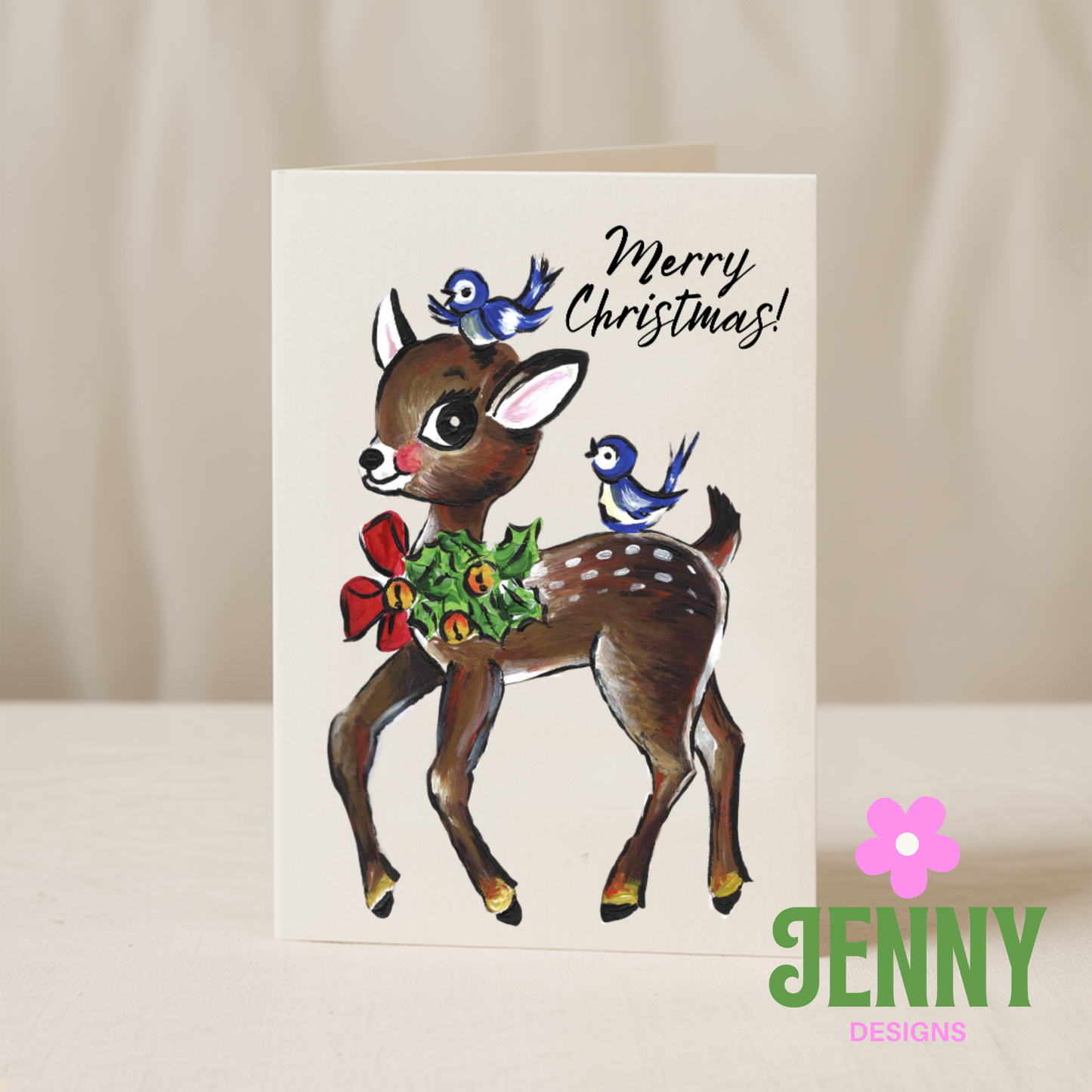 Merry Christmas reindeer 5x7 card