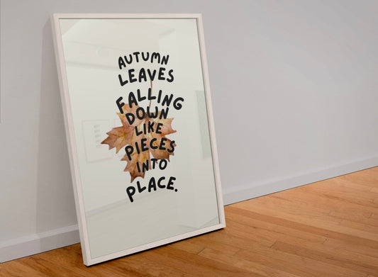 Autumn leaves falling down like pieces into place print