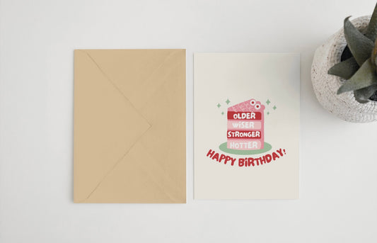 Older wiser stronger hotter! Happy Birthday! 5x7 card