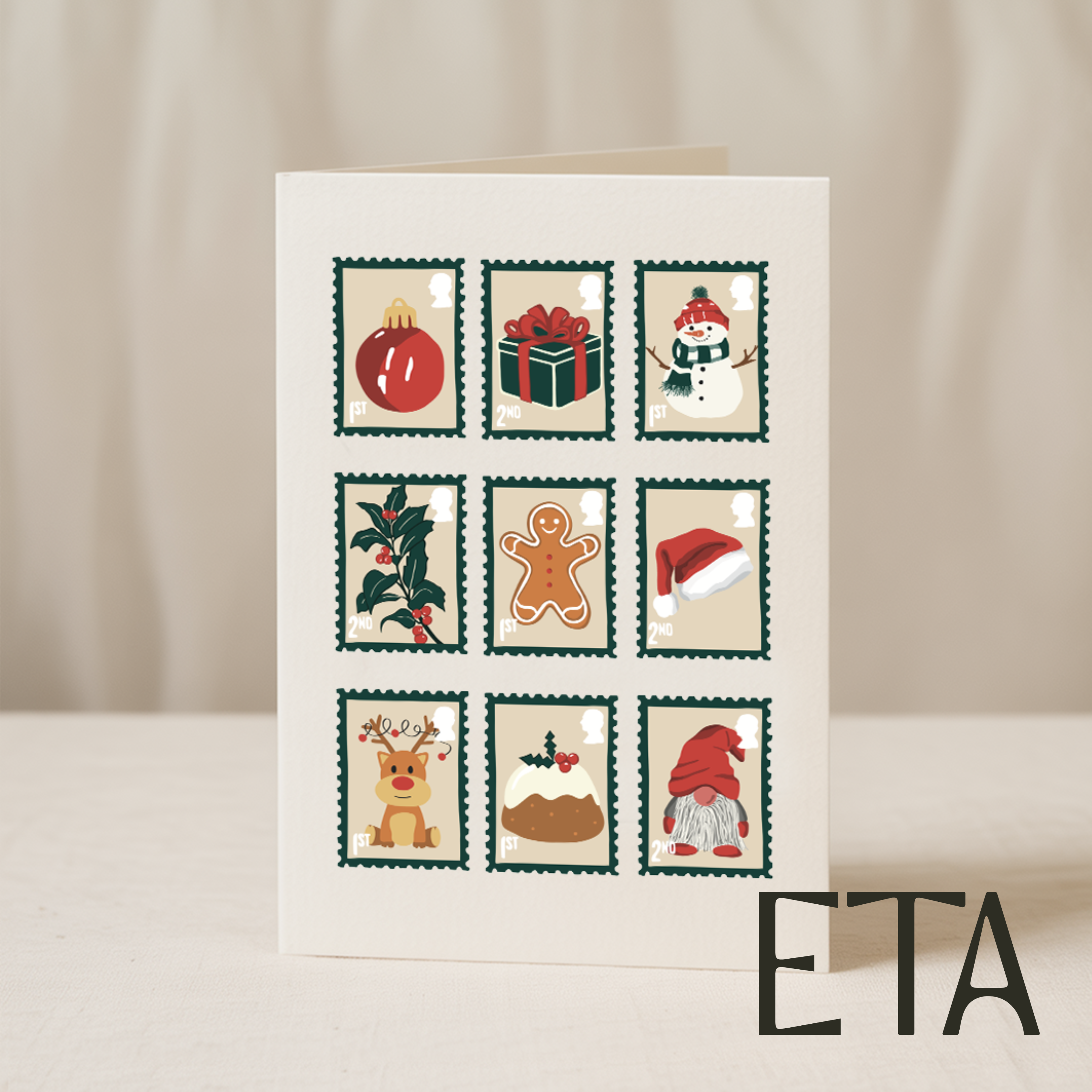 Christmas stamps 5x7 card