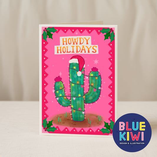 Howdy Holidays Cactus 5x7 card