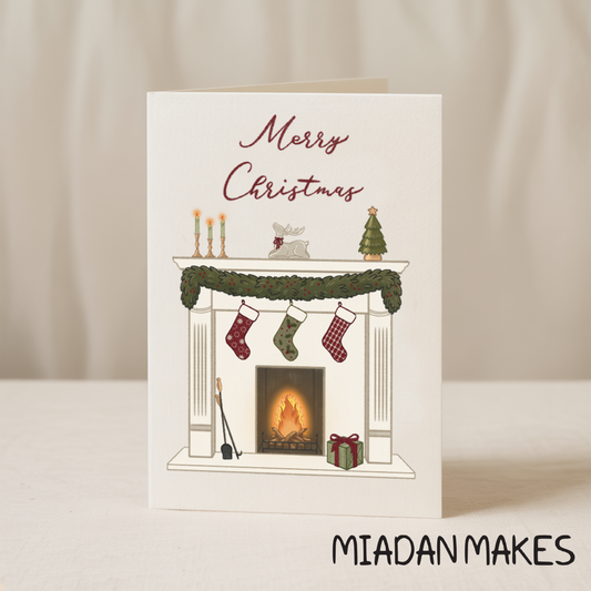 Merry Christmas Fireplace 5x7 card