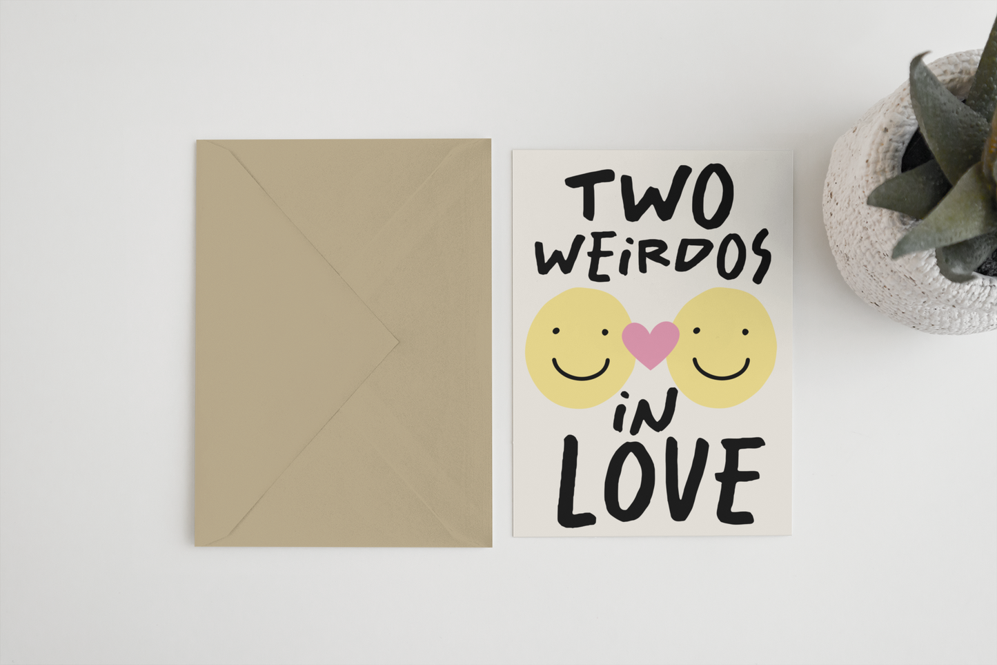 Two weirdos in love 5x7 card