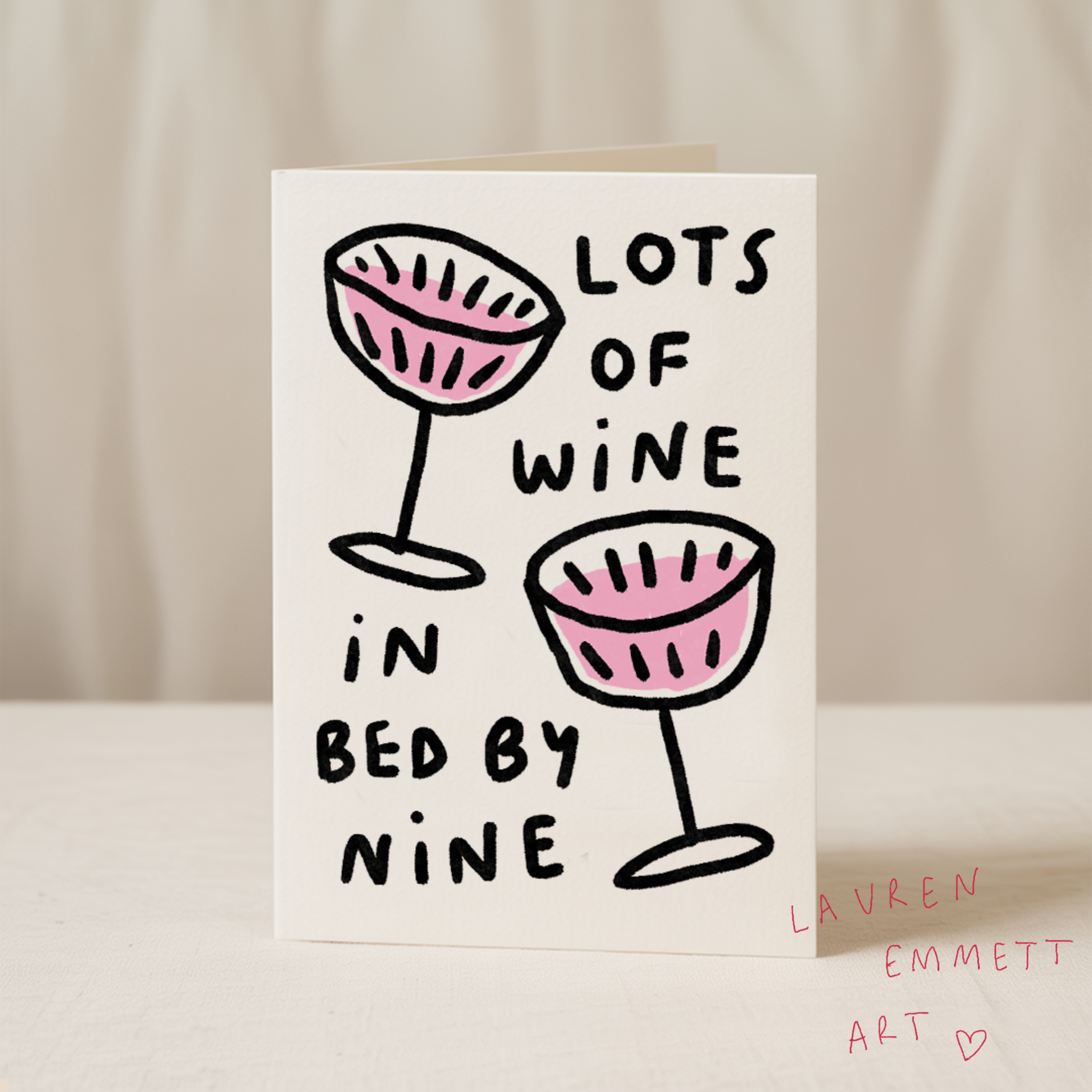 Lots of wine I  bed by nine 5x7 card