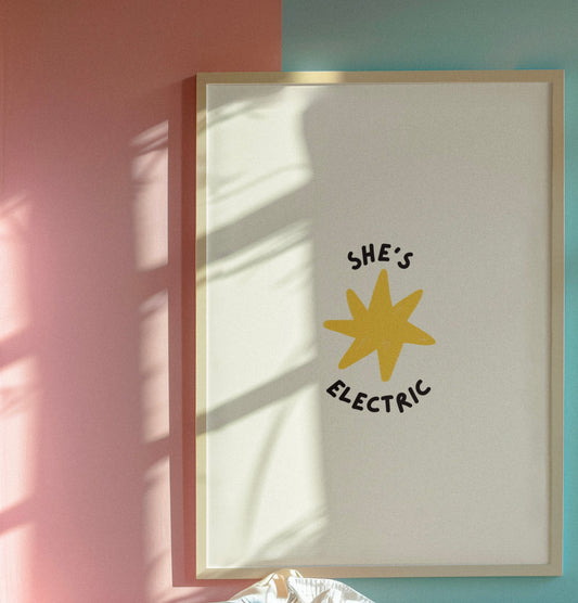 She’s electric Oasis inspired print