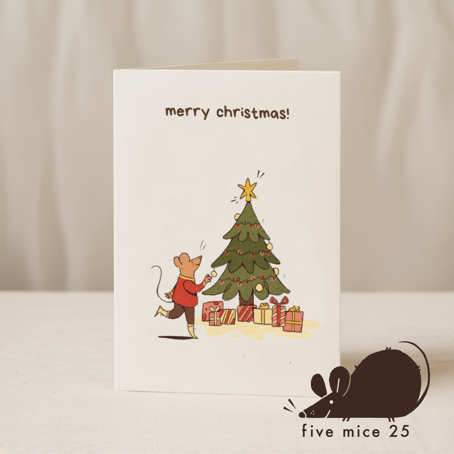 Merry Christmas mouse 5x7 card