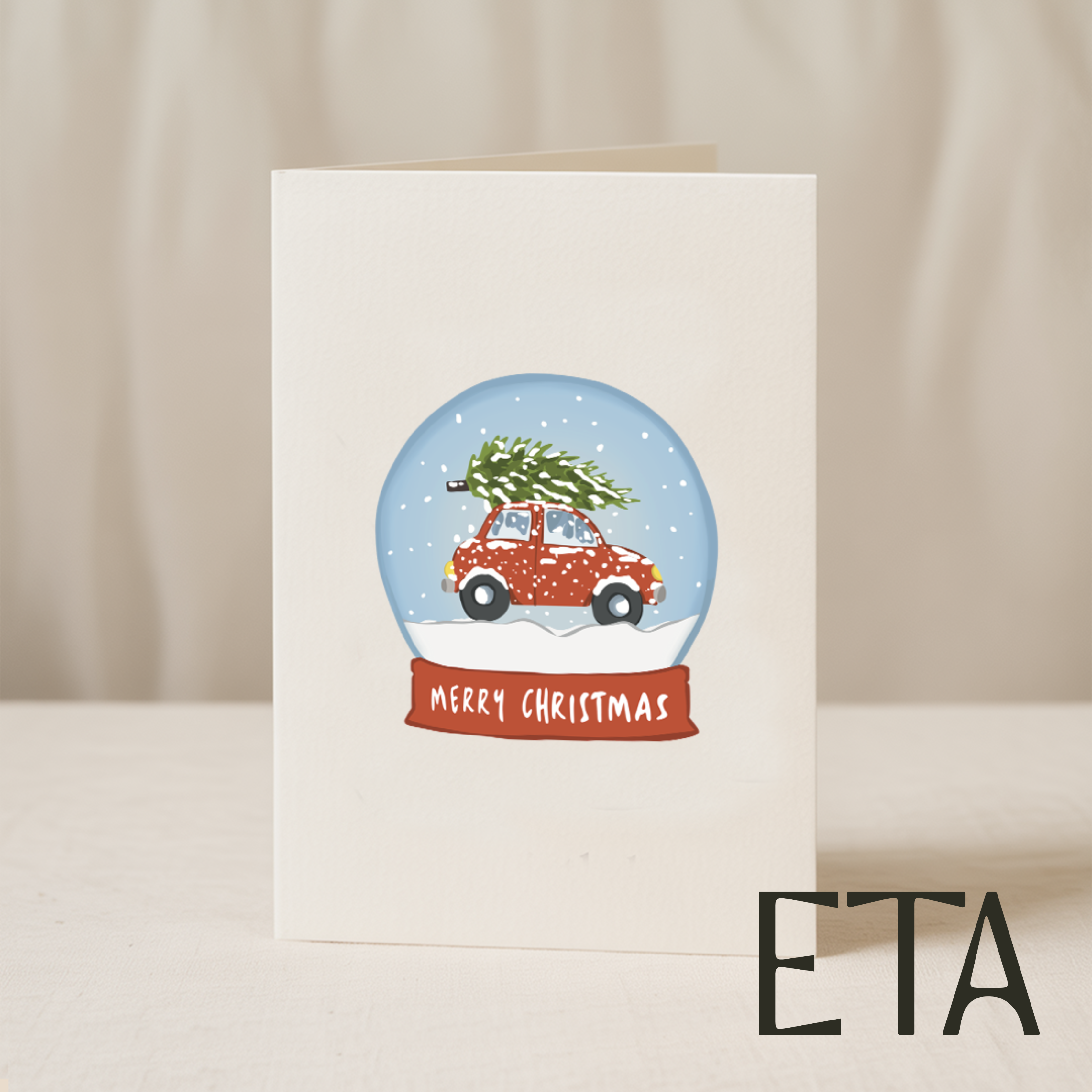 Merry Christmas snowglobe 5x7 card
