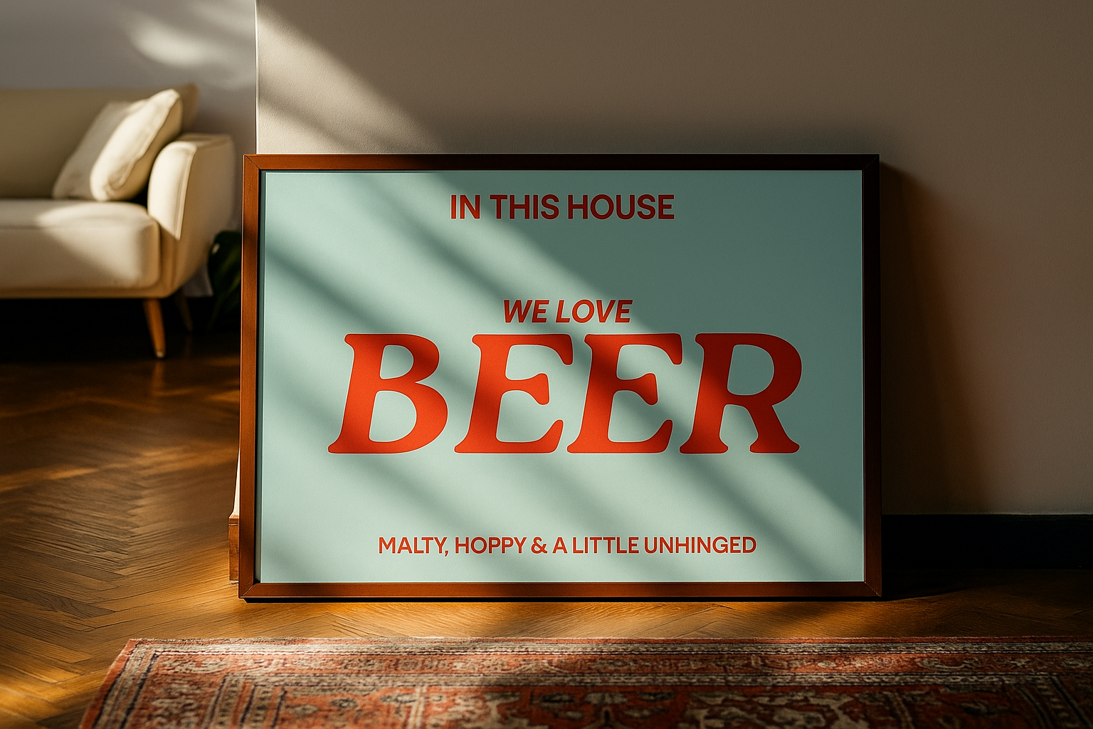 In this house we love beer typography print