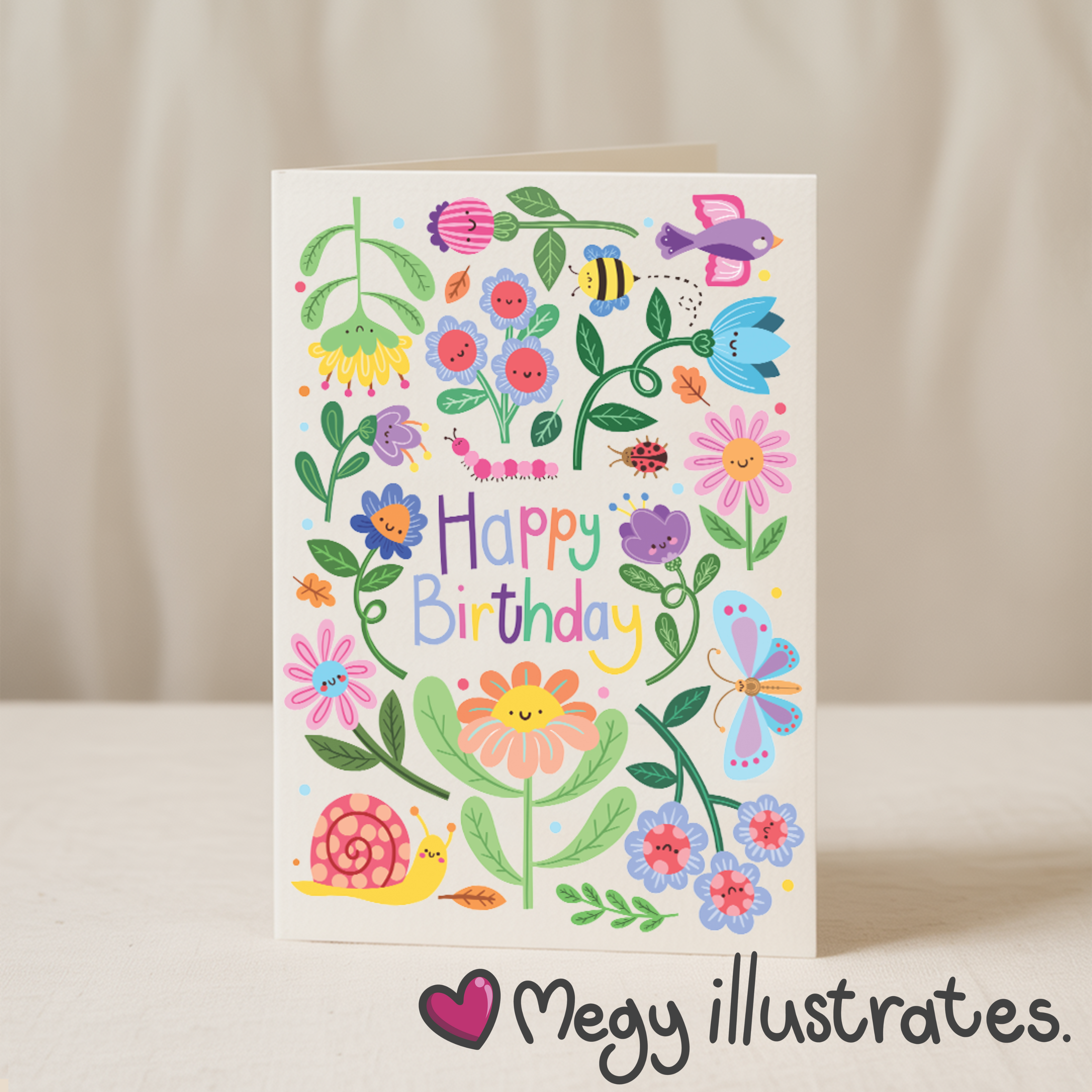 Happy Birthday flowers 5x7 card