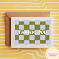 Green and Blue Chequered Thank You card